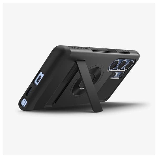 Spigen Slim Armor Mag MagSafe-skydd till Samsung Galaxy S25 med stativfunktion - Svart