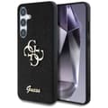 Miniatyrbilde 3 av 3: Guess Fast glitter bakre skall for Samsung Galaxy S25 med metallisk 4G-logo - Svart