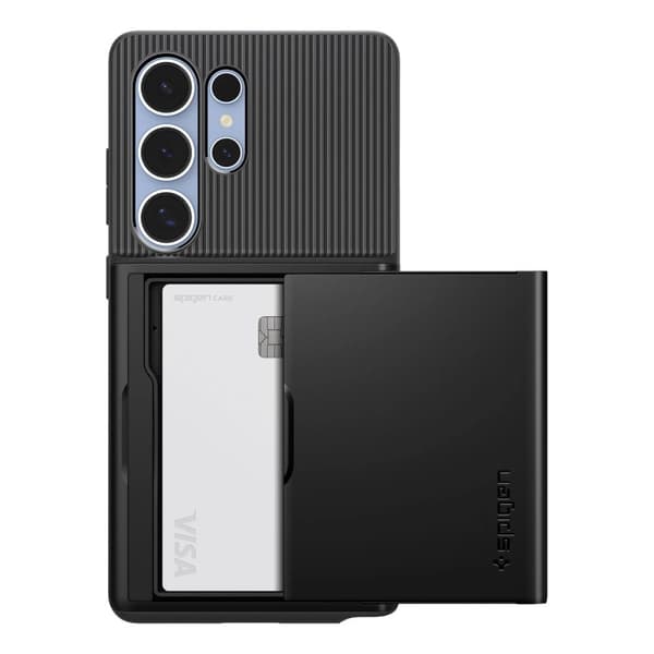 Spigen Slim Armor CS Case med kortfack och stötdämpande skydd till Samsung Galaxy S25 Ultra - Svart