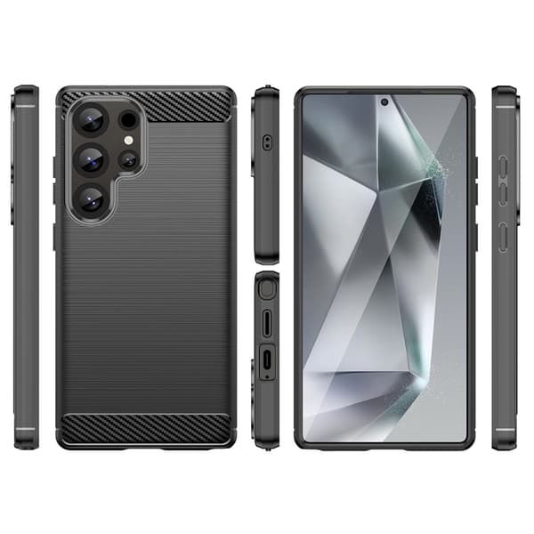 Svart Karbonfiber bakre skall for Samsung Galaxy S25 Ultra