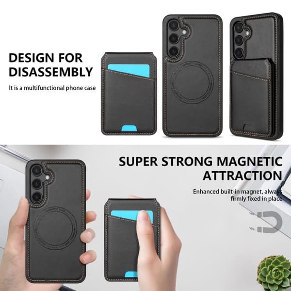 Korthållare och ställ med magnet till Samsung Galaxy S25+ - Svart