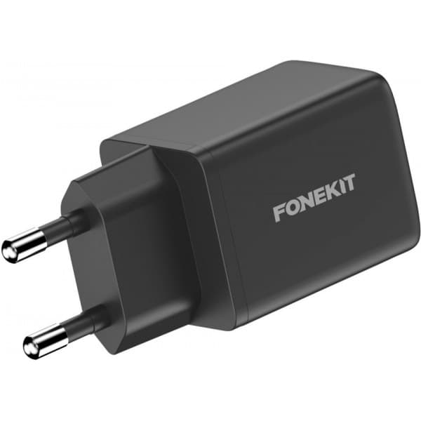 FoneKit GaN PD 48W -verkkovirtalaturi, USB-C + USB-C, musta