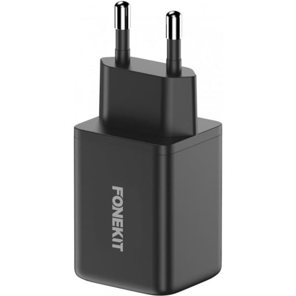 FoneKit GaN PD 48W -verkkovirtalaturi, USB-C + USB-C, musta