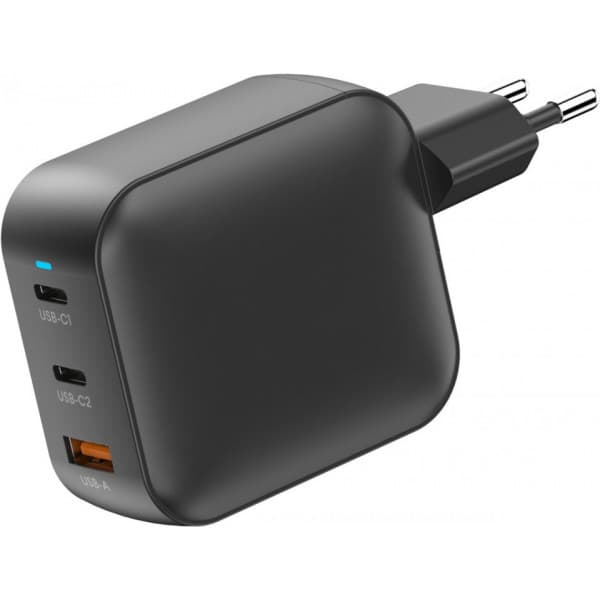 FoneKit GaN PD 100W -nätadapter, USB-C + USB-C + USB-A, svart
