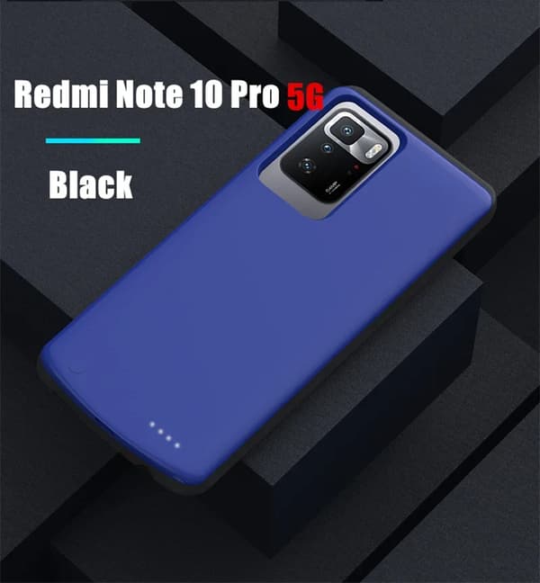 Xiaomi Redmi Note 10 Power Bank Fodral, 6800mAh Batteri, Snabbladdningskapacitet,Notera 10 Pro 5G Blå