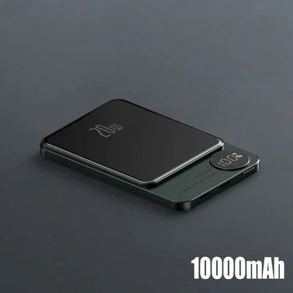 Magnetisk trådløs powerbank, 10000mAh kapacitet, 20W hurtigopladning,grøn 10000mAh