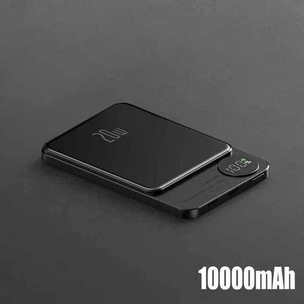 Magnetisk trådløs powerbank, 10000mAh kapacitet, 20W hurtigopladning,grå 10000mAh