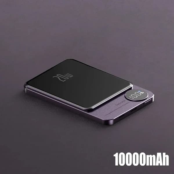 Magnetisk trådlös powerbank, 10000mAh kapacitet, 20W snabbladdning,Lila 10000mAh