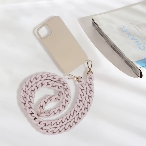 Mobiltelefonveske med bærestropp for iPhone 15 - Beige