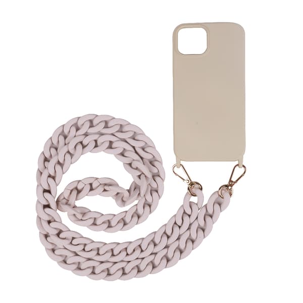 Mobiltelefonveske med bærestropp for iPhone 15 - Beige