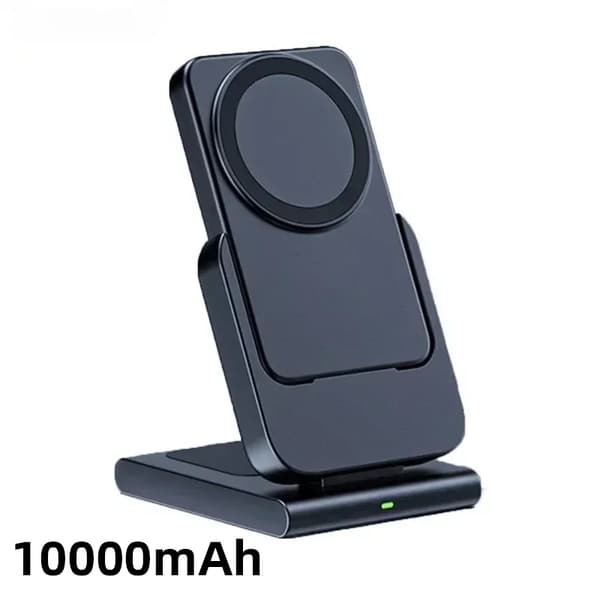 3 i 1 Trådløs Oplader, 10000mAh Power Bank, Hurtig Opladning til Mobile Enheder, Smartwatch, Trådløse Øretelefoner,Sort 10000mAh