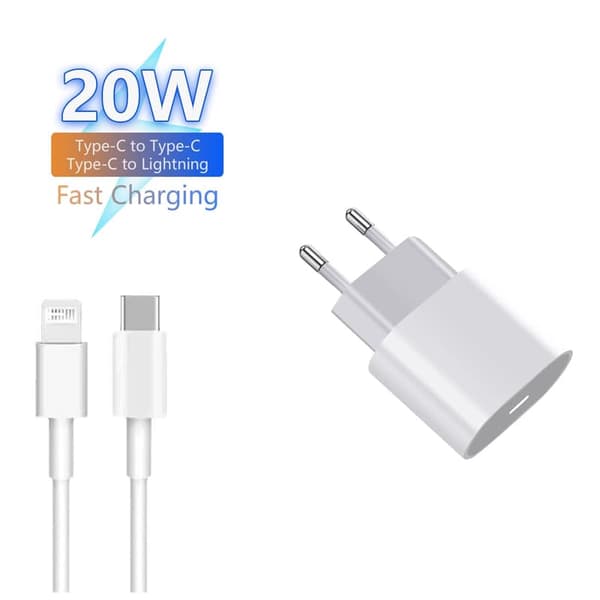 20W USB-C hurtigoplader til iPhone med 1m kabel, kompatibel iPhone 5-14 Pro Max