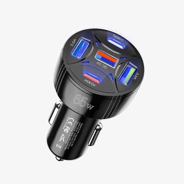 5-portars 65W USB-billaddare