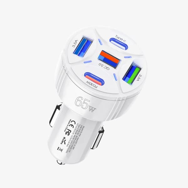5-portars 65W USB-billaddare