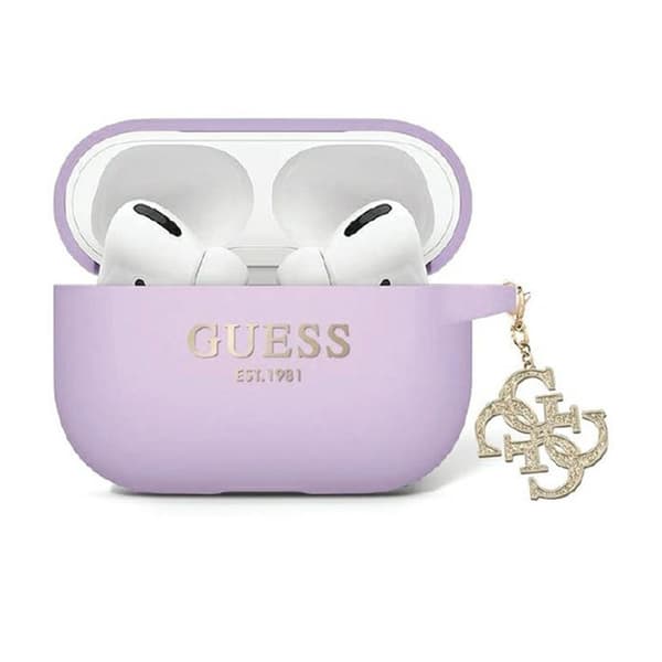 GuessLiquidSiliconeGlitterTriangleCharm-AirPodsPro2Fodral(lila)
