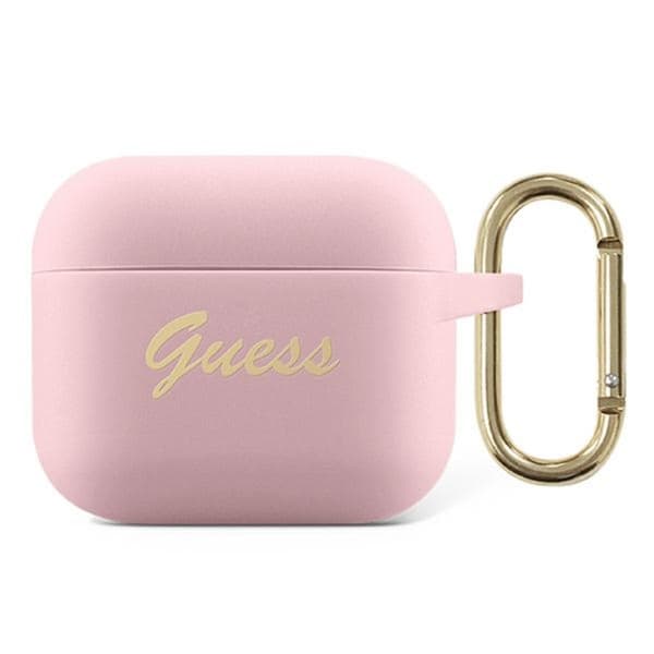 GuessSiliconeVintageScript–koteloAirpods3:lle(vaaleanpunainen)