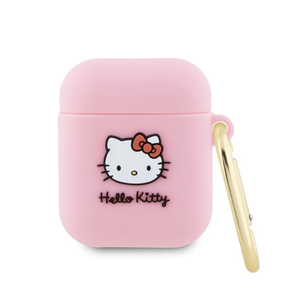 Hello Kitty Silicone 3D Kitty Head - kotelo AirPods 1/2 gen (vaaleanpunainen)