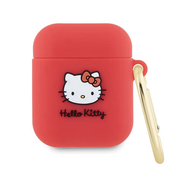 Hello Kitty Silikone 3D Kitty Head - Etui til AirPods 1/2 gen (fuchsia)