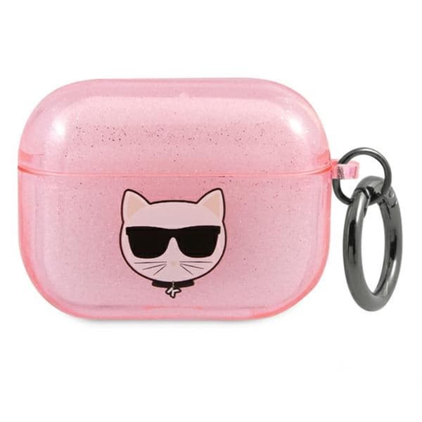 Karl Lagerfeld Choupette Head Glitter - Fodral för AirPods 3 (Rosa)