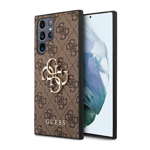 Guess 4G Big Metal Logo - Case for Samsung Galaxy S23 Ultra (Brown)