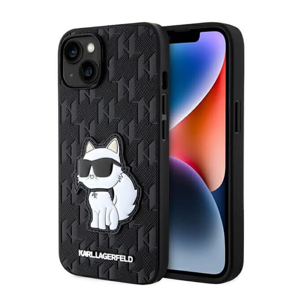 Karl Lagerfeld Saffiano Monogram NFT Choupette - Etui til iPhone 14 Plus (sort)