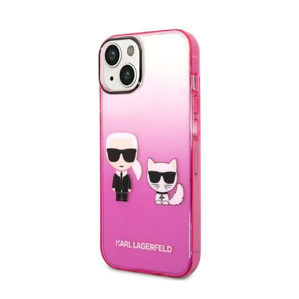 KarlLagerfeldGradientIkonikKarl&Choupette-EtuitiliPhone14Plus(Pink)