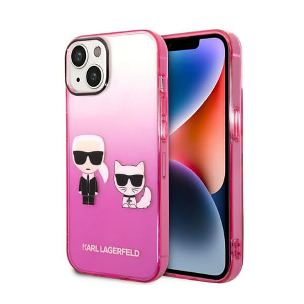 KarlLagerfeldGradientIkonikKarl&Choupette-EtuitiliPhone14Plus(Pink)