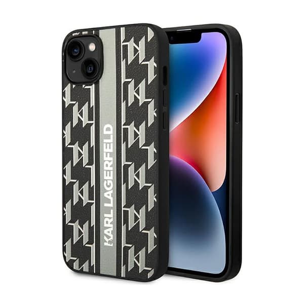 KarlLagerfeldMonogramStripe-FodraltilliPhone14Plus(grå)