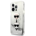 Miniatyrbillede 2 af 2: Karl Lagerfeld Liquid Glitter Karl & Choupette Head - Case for iPhone 13 Pro Max (Silver)