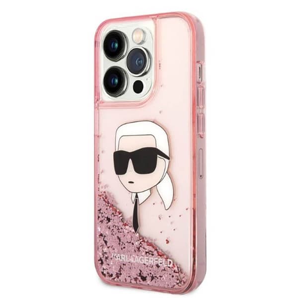 KarlLagerfeldLiquidGlitterNFTKarlsHead-EtuitiliPhone14ProMax(Pink)