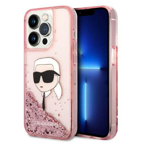 KarlLagerfeldLiquidGlitterNFTKarlsHead-EtuitiliPhone14ProMax(Pink)