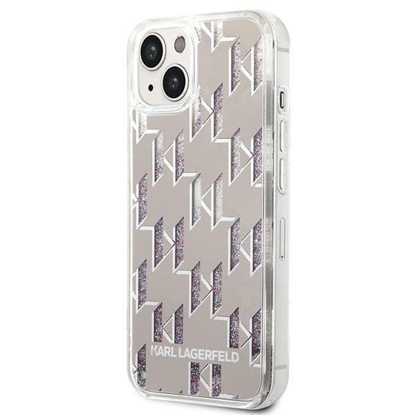 Karl Lagerfeld Monogram Liquid Glitter - Etui til iPhone 14 (sølv)