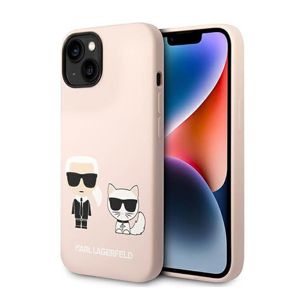 KarlLagerfeldflytandesilikonKarl&ChoupetteMagSafe-FodraltilliPhone14Plus(Rosa)