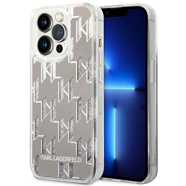 KarlLagerfeldMonogramLiquidGlitter-FodraltilliPhone14Pro(silver)