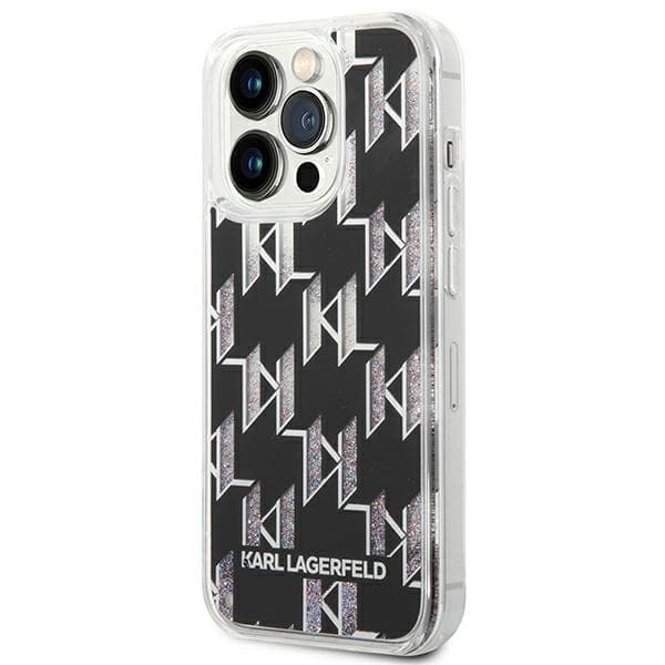 KarlLagerfeldMonogramLiquidGlitter-FodraltilliPhone14Pro(svart)