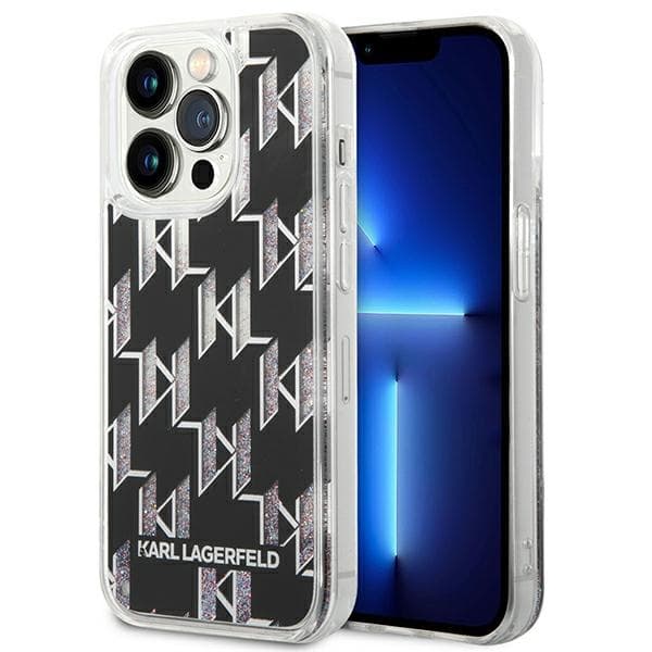 KarlLagerfeldMonogramLiquidGlitter-FodraltilliPhone14Pro(svart)