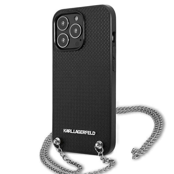 KarlLagerfeldlædertekstureretogkæde-etuitiliPhone13Pro(sort)