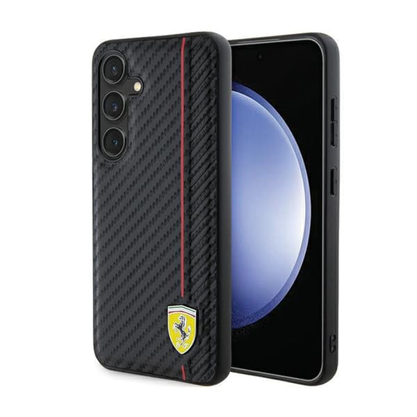 Ferrari Carbon Printed Line - Cover til Samsung Galaxy S24 (sort)