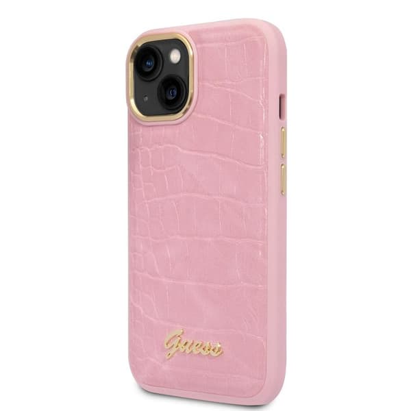 GuessCrocoCollection-koteloiPhone14:lle(vaaleanpunainen)