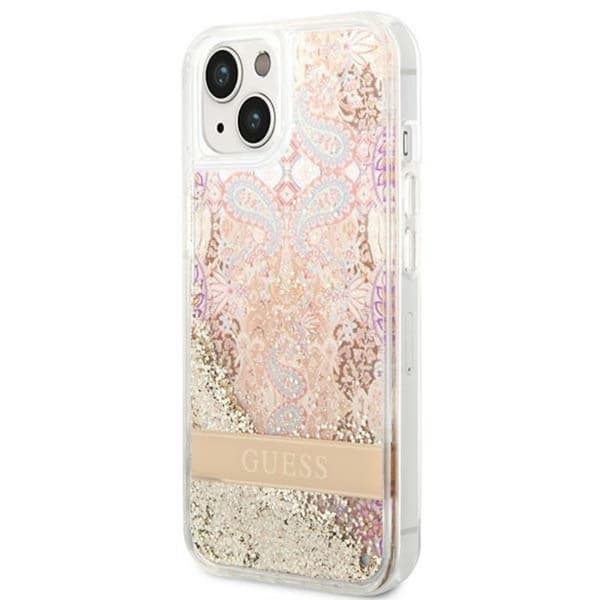 GuessLiquidGlitterPaisley-EtuitiliPhone14Plus(guld)