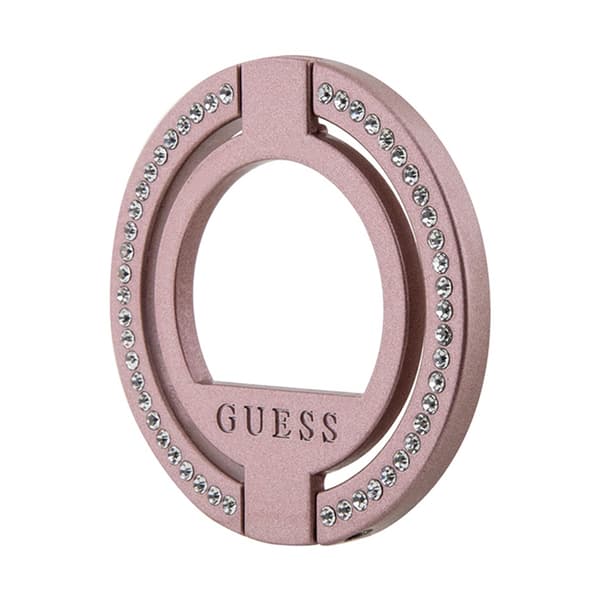 GuessMagSafeRingStandRhinestone-Magnetiskfingerholdertiltelefonmedstativfunktion(Pink)