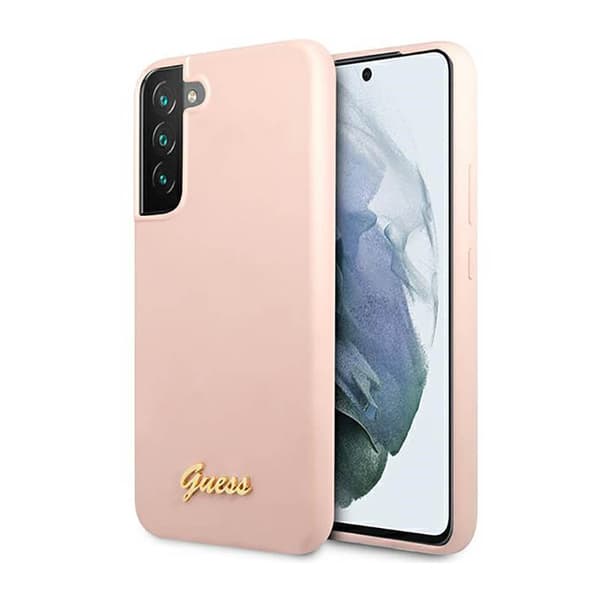 GuessSilikoneScriptMetalLogo-EtuitilSamsungGalaxyS23(Pink)