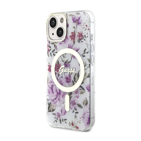 GuessFlowerMagSafe-koteloiPhone14:lle(läpinäkyvä)