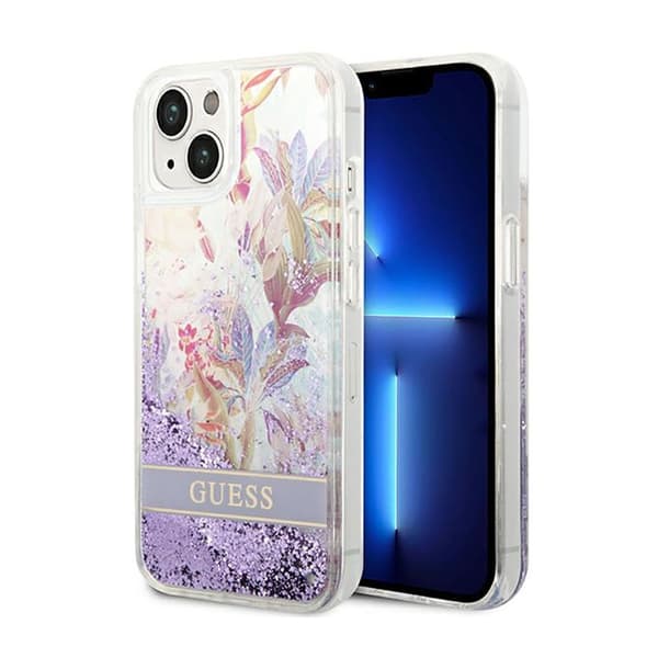 GuessLiquidGlitterFlower-FodraltilliPhone14Plus(lila)