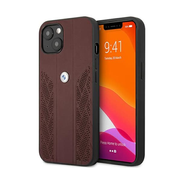 BMWLeatherCurvePerforateHC-koteloiPhone13:lle(punainen)