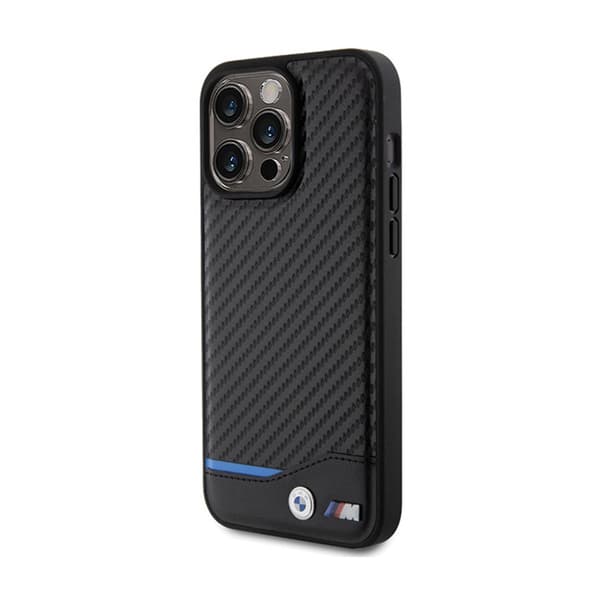 BMWLeatherCarbonBlueLine-koteloiPhone15ProMaxille(musta)
