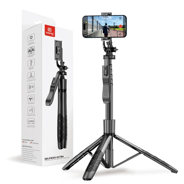 CrongSelfieGoUltra-AluminiumBluetoothselfiestickstativ(svart)