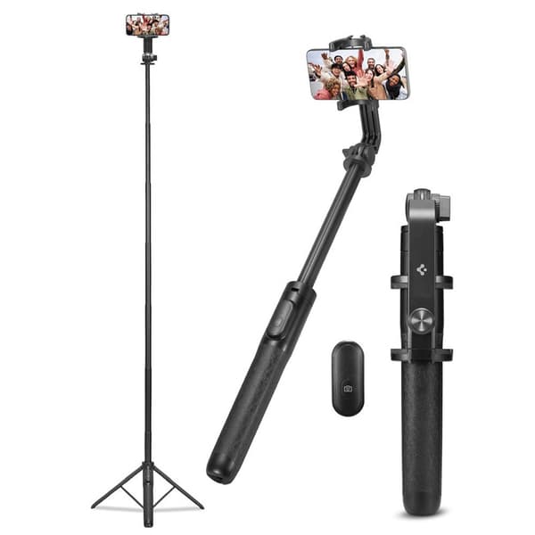 Spigen S560W Bluetooth Selfie Stick Tripod - Smartphone stativ / selfie stick holder (sort)