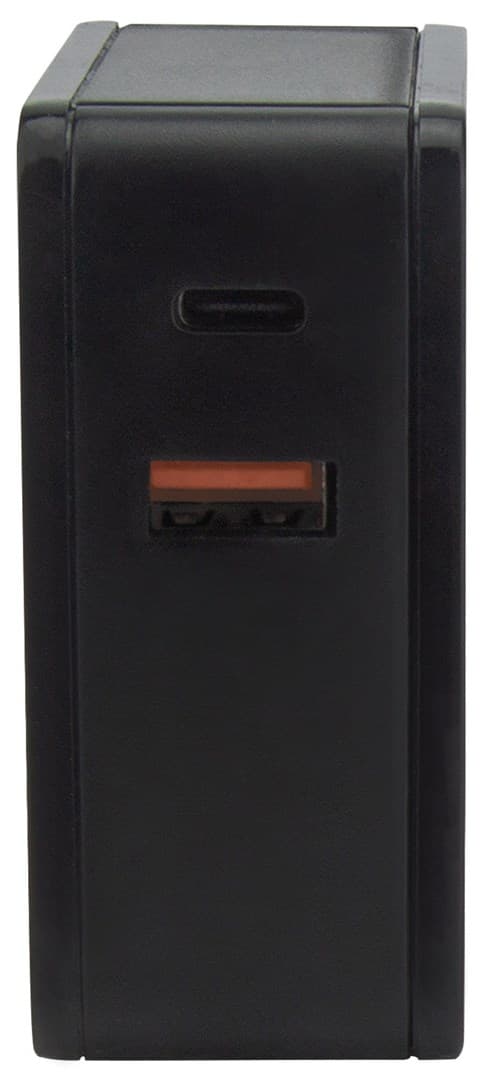 Manhattan væg-/strømoplader til mobilenheder (Euro 2-bens), USB-C og USB-A porte, USB-C output: 60W / 3A, USB-A output: 2.4A, sort, telefonoplader, tr