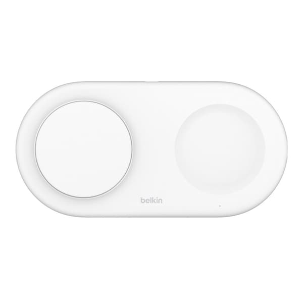 Belkin WIZ021VFWH - 2-i-1 trådløs opladningspad med Qi2-teknologi 15 W, hvid